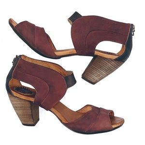 Fly London Burgundy Chunky Heels Size 39
